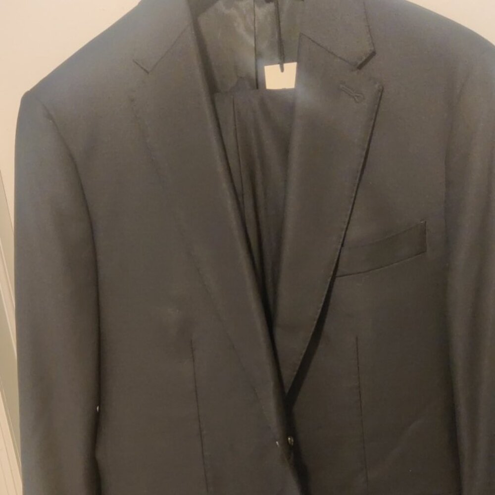 Banana Republic 36S 30S navy signature hopsack wool stretch lycra slim tailored
